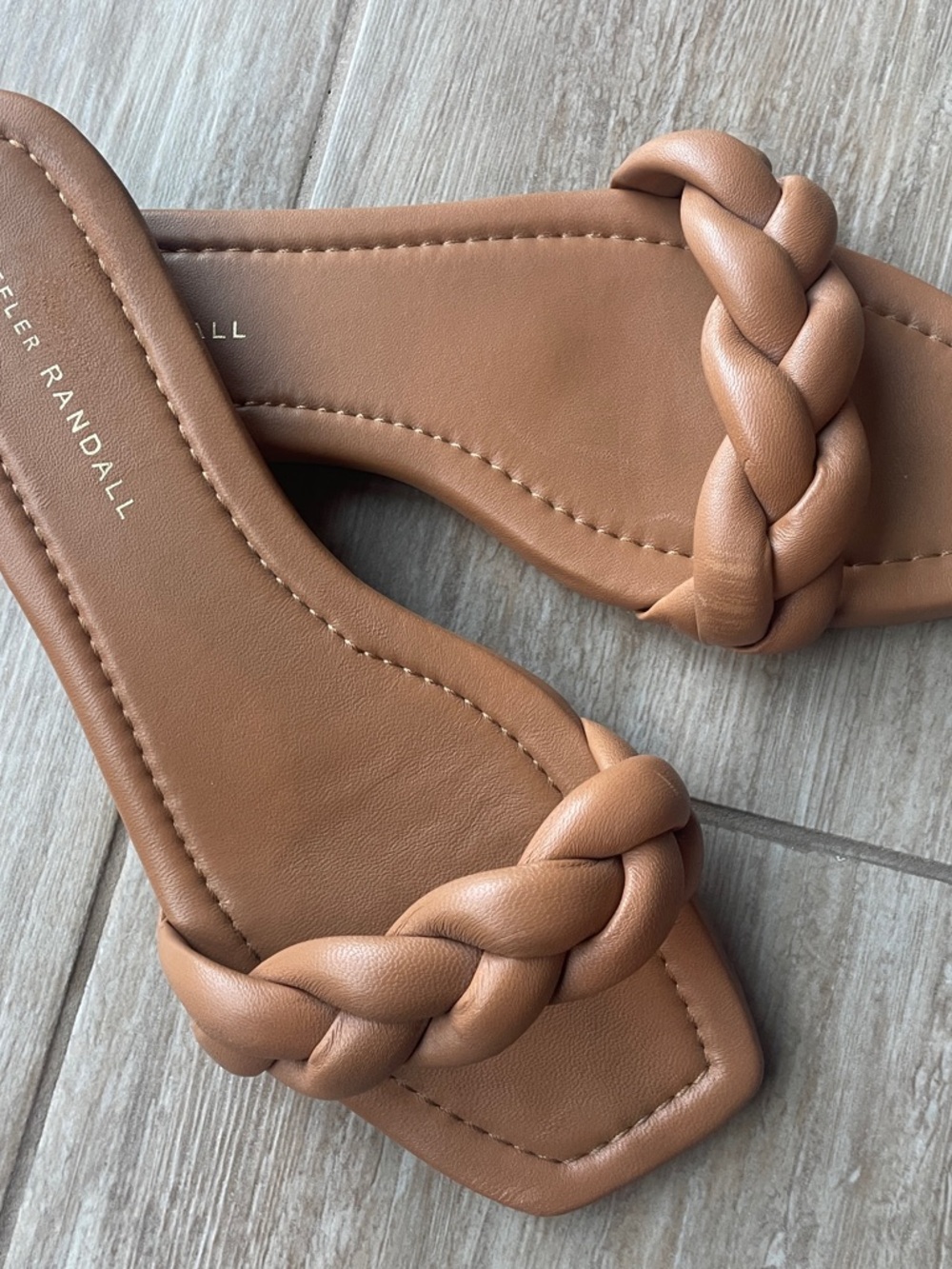 Loeffler Randall Braided Leather Slide Sandal - Cognac